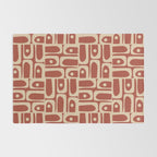 Mid Century Modern Piquet Abstract Multi Pattern in Mid Mod Rust and Beige Rug Gallery Image 2