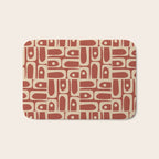 Mid Century Modern Piquet Abstract Multi Pattern in Mid Mod Rust and Beige Bath Mat Gallery Image 1