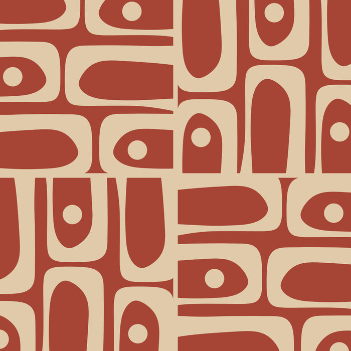 Mid Century Modern Piquet Abstract Multi Pattern in Mid Mod Rust and Beige Coffee Mug Gallery Image 2