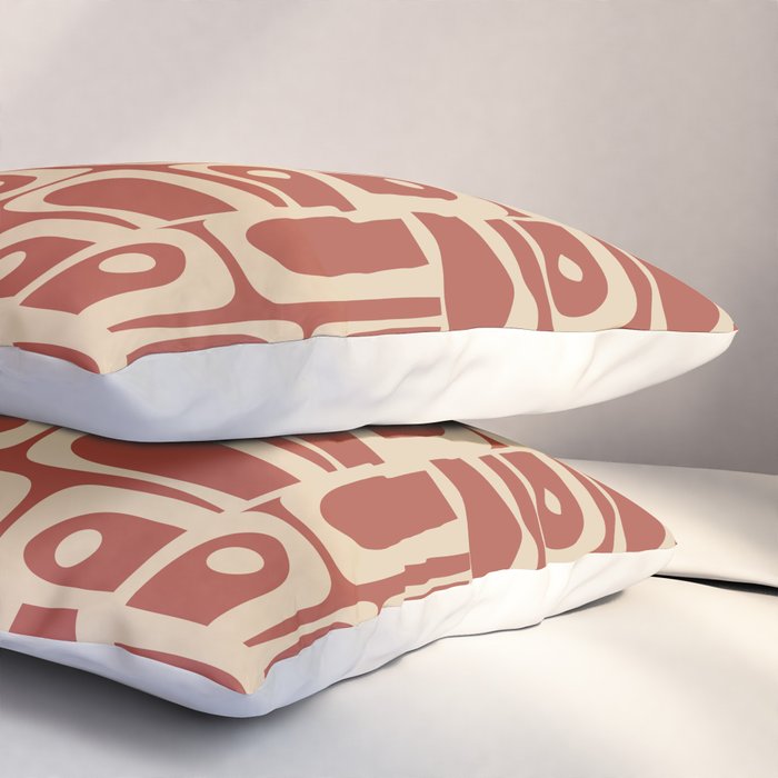 Mid Century Modern Piquet Abstract Multi Pattern in Mid Mod Rust and Beige Pillow Sham Gallery Image 3