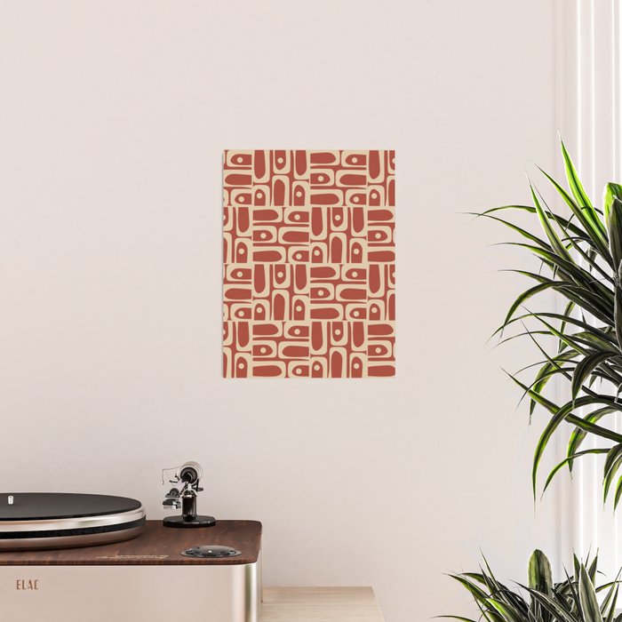 Mid Century Modern Piquet Abstract Multi Pattern in Mid Mod Rust and Beige Poster Gallery Image 2