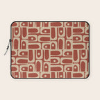 Mid Century Modern Piquet Abstract Multi Pattern in Mid Mod Rust and Beige Laptop Sleeve Gallery Image 1