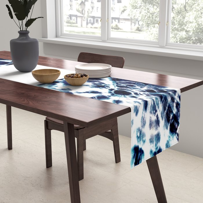 Tie Dye Sunburst Blue Table Runner Gallery Image 2