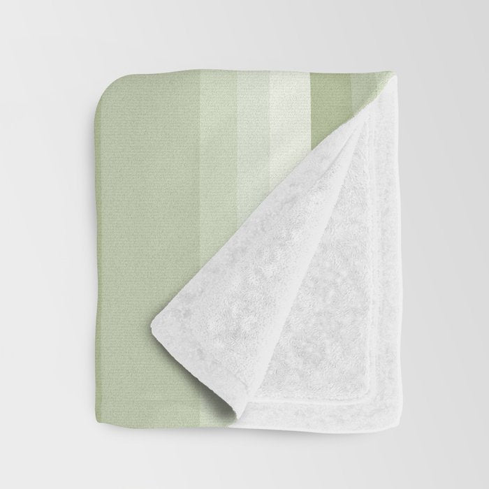 Classic Stripes XXI - Pastel Natural Green Throw Blanket Gallery Image 3