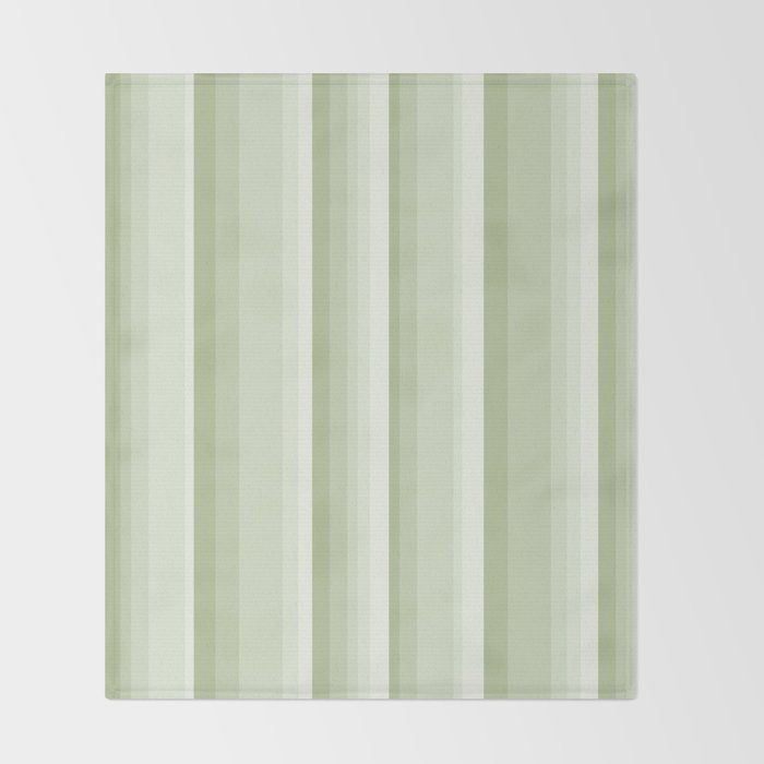 Classic Stripes XXI - Pastel Natural Green Throw Blanket Gallery Image 2