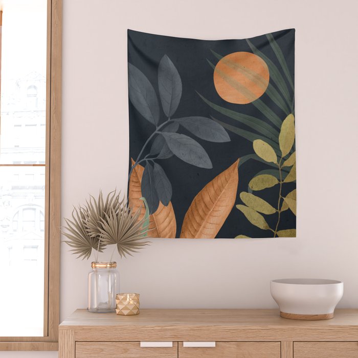 Abstract Art Tropical Leaves 119 Wall Tapestry Gallery Image 2