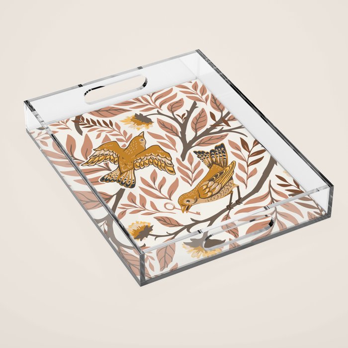 Secret Garden Birds - Neutral  Acrylic Tray Gallery Image 1