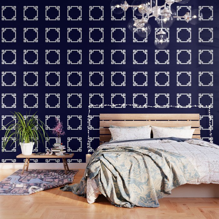 Greek Key Square White On Navy Blue Wallpaper Gallery Image 3