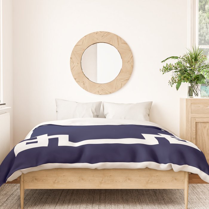 Greek Key Square White On Navy Blue Duvet Cover Gallery Image 3