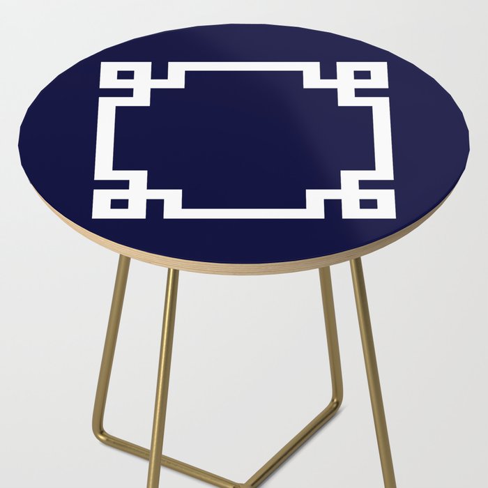 Greek Key Square White On Navy Blue Side Table Gallery Image 2