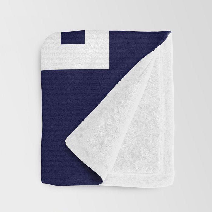 Greek Key Square White On Navy Blue Throw Blanket Gallery Image 3