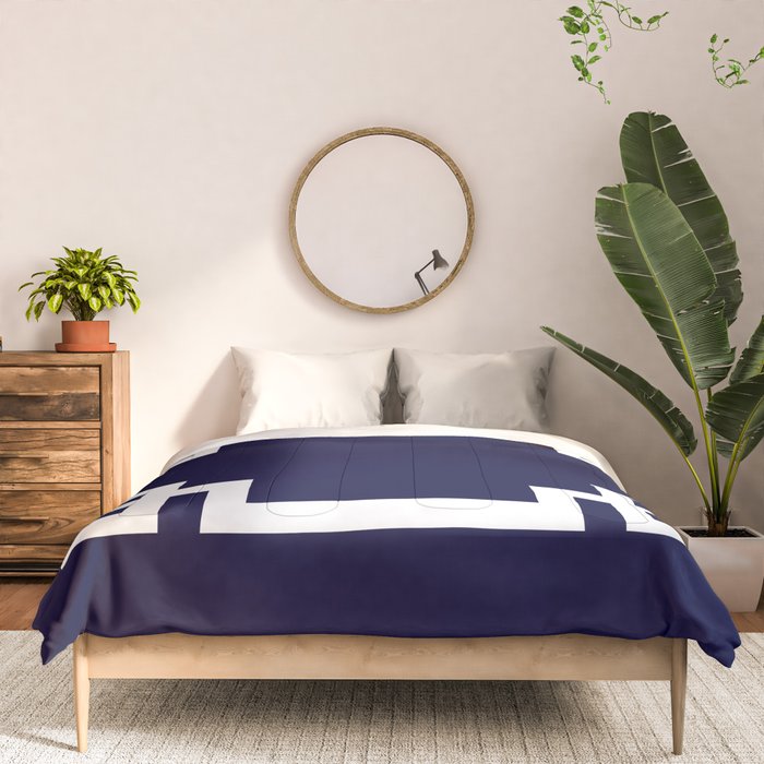 Greek Key Square White On Navy Blue Comforter Gallery Image 3