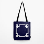 Greek Key Square White On Navy Blue Tote Bag Gallery Image 2