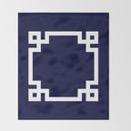 Greek Key Square White On Navy Blue Throw Blanket Gallery Image 2