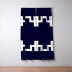 Greek Key Square White On Navy Blue Window Curtain Gallery Image 3