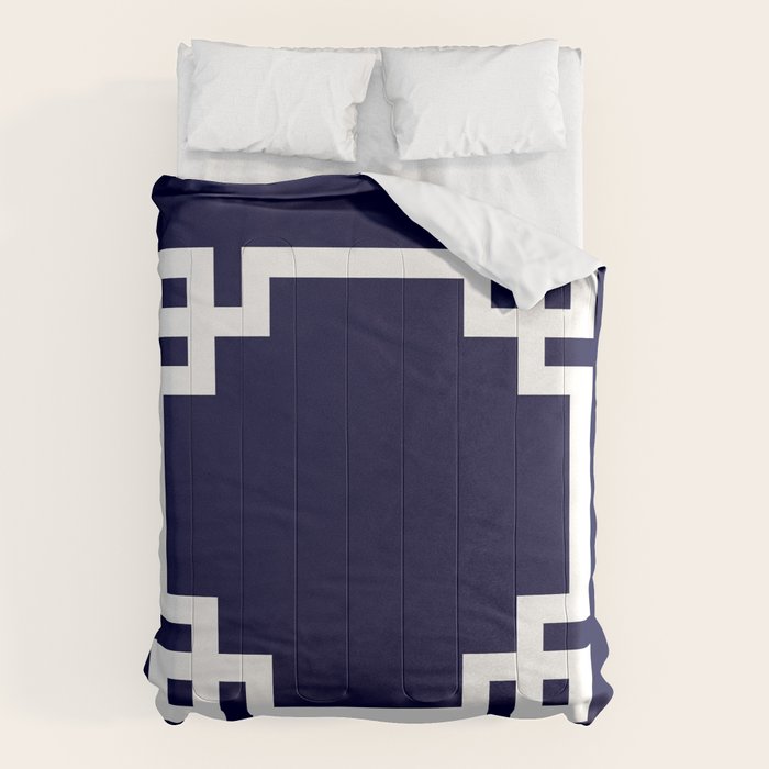 Greek Key Square White On Navy Blue Comforter Gallery Image 6