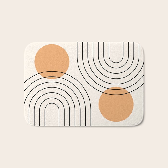 Mid Century Modern Geometric 61 (Rainbow and Sun Abstraction) Bath Mat Gallery Image 1