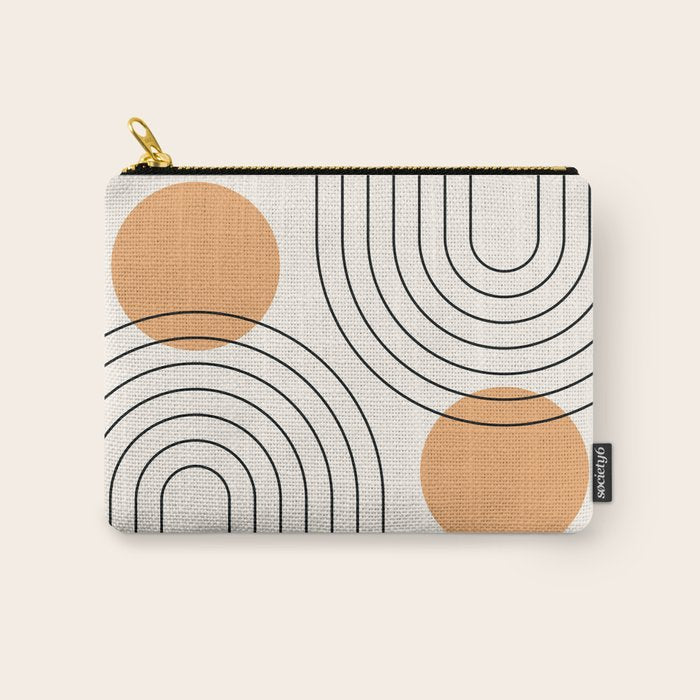 Mid Century Modern Geometric 61 (Rainbow and Sun Abstraction) Carry All Pouch Gallery Image 1