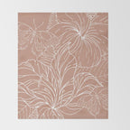 Floral, Butterfly Art, Line Drawing, Terracotta Throw Blanket Gallery Image 2