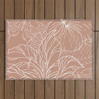 Floral, Butterfly Art, Line Drawing, Terracotta Outdoor Rug Gallery Image 1