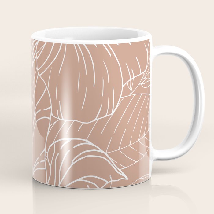 Floral, Butterfly Art, Line Drawing, Terracotta Coffee Mug Gallery Image 1