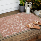 Floral, Butterfly Art, Line Drawing, Terracotta Outdoor Rug Gallery Image 2