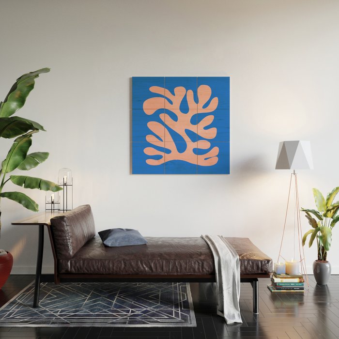 Rose Bud & Azure Blue: Matisse Paper Cutouts 02 Wood Wall Art Gallery Image 2