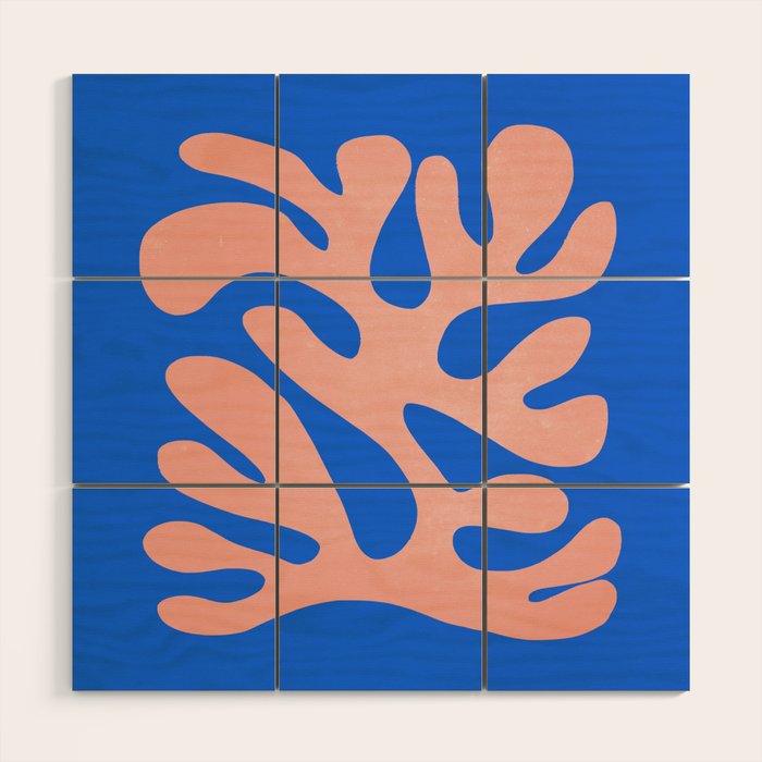 Rose Bud & Azure Blue: Matisse Paper Cutouts 02 Wood Wall Art Gallery Image 1
