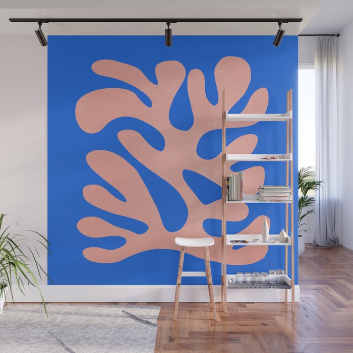 Rose Bud & Azure Blue: Matisse Paper Cutouts 02 Wall Mural Gallery Image 1