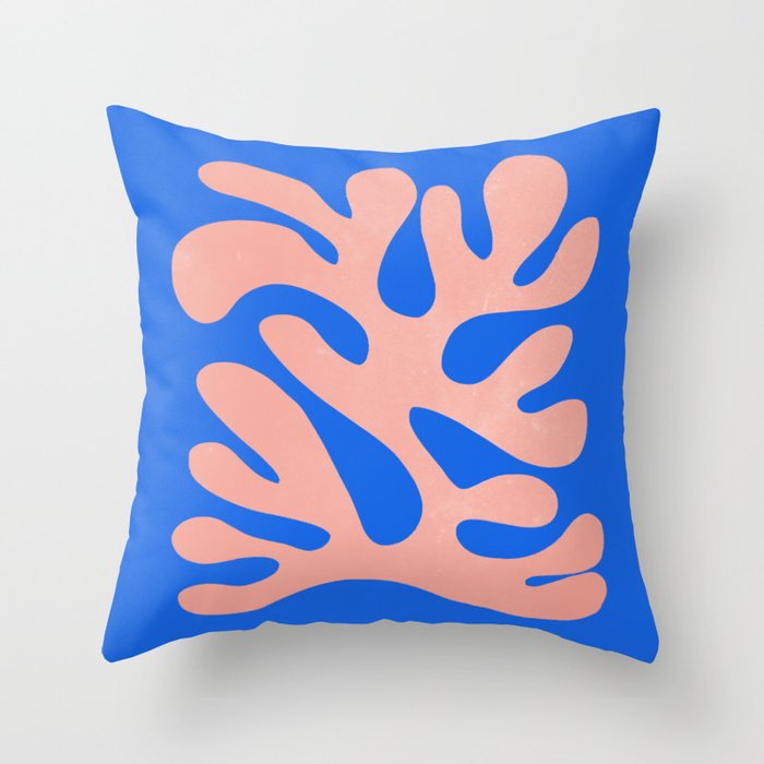 Rose Bud & Azure Blue: Matisse Paper Cutouts 02 Throw Pillow Gallery Image 6