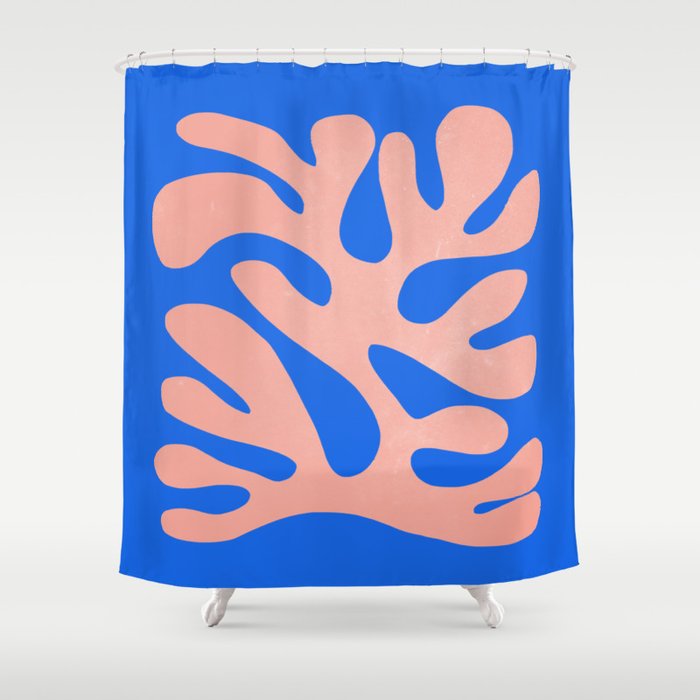 Rose Bud & Azure Blue: Matisse Paper Cutouts 02 Shower Curtain Gallery Image 1