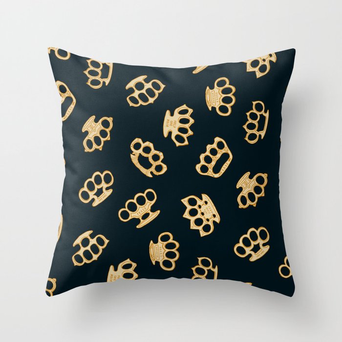Brass Knuckles With Good Thoughts Throw Pillow Gallery Image 6