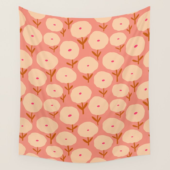 Simple Bold Floral - Fall Colors Wall Tapestry Gallery Image 4