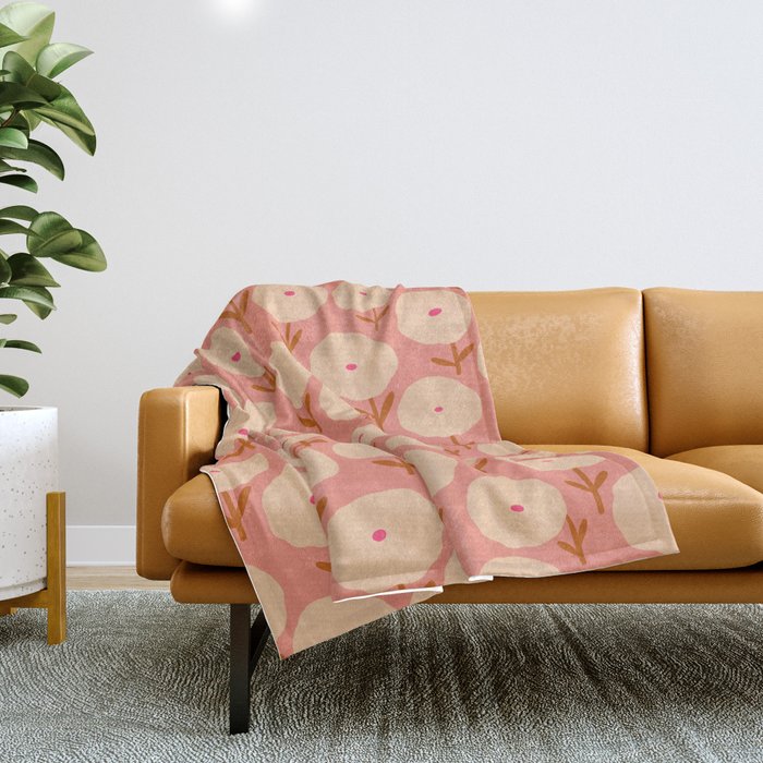 Simple Bold Floral - Fall Colors Throw Blanket Gallery Image 1
