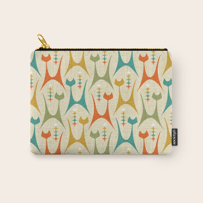 Mid Mod Meow on Lt Tan ©studioxtine Carry All Pouch Gallery Image 1