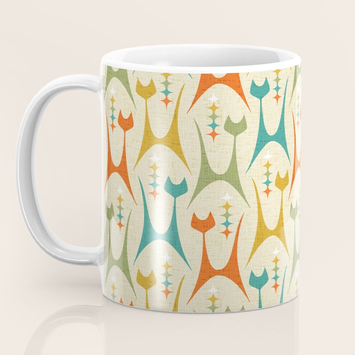 Mid Mod Meow on Lt Tan ©studioxtine Coffee Mug Gallery Image 3