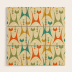 Mid Mod Meow on Lt Tan ©studioxtine Wood Wall Art Gallery Image 1