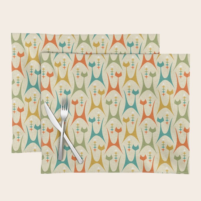 Mid Mod Meow on Lt Tan ©studioxtine Placemat Gallery Image 1