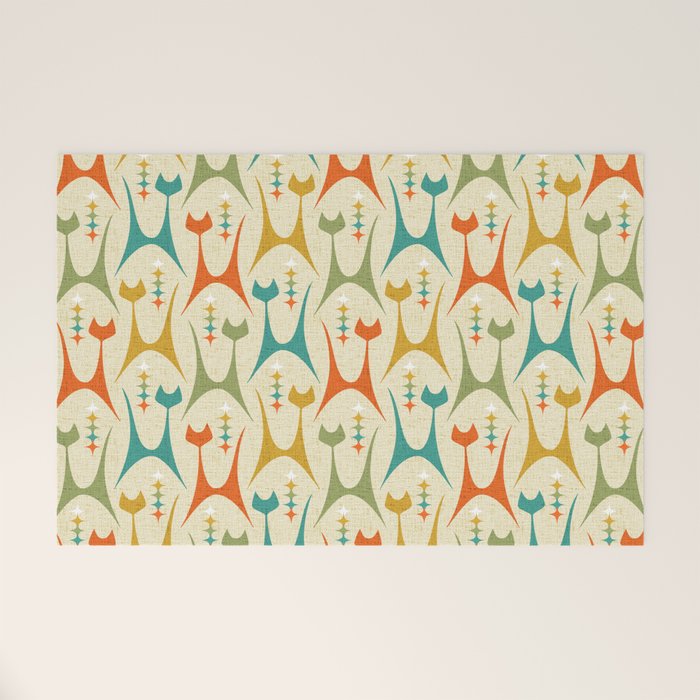 Mid Mod Meow on Lt Tan ©studioxtine Welcome Mat Gallery Image 1