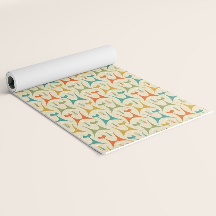 Mid Mod Meow on Lt Tan ©studioxtine Yoga Mat Gallery Image 2