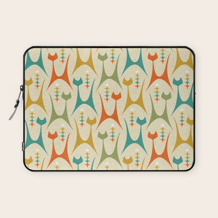 Mid Mod Meow on Lt Tan ©studioxtine Laptop Sleeve Gallery Image 1