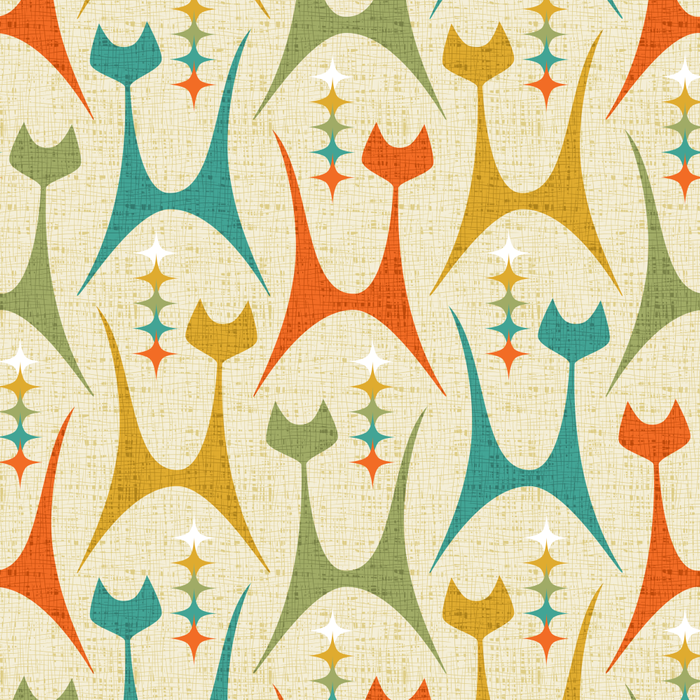 Mid Mod Meow on Lt Tan ©studioxtine Coffee Mug Gallery Image 2