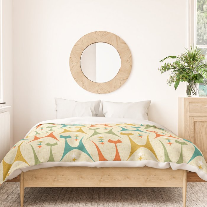 Mid Mod Meow on Lt Tan ©studioxtine Duvet Cover Gallery Image 3