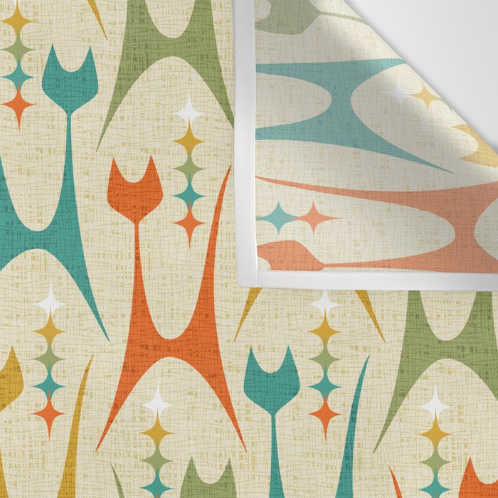 Mid Mod Meow on Lt Tan ©studioxtine Wall Tapestry Gallery Image 3