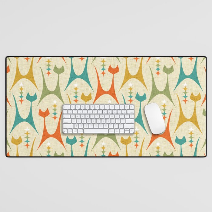 Mid Mod Meow on Lt Tan ©studioxtine Desk Mat Gallery Image 1
