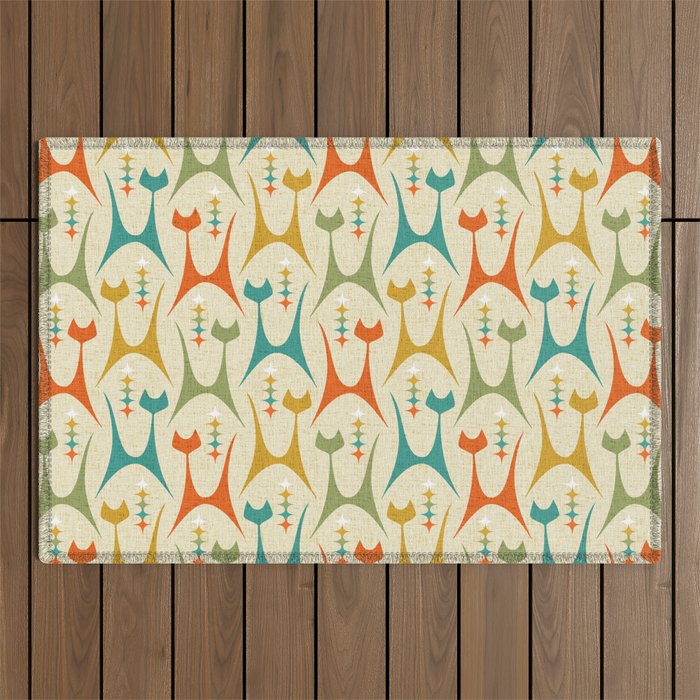 Mid Mod Meow on Lt Tan ©studioxtine Outdoor Rug Gallery Image 1