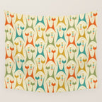 Mid Mod Meow on Lt Tan ©studioxtine Wall Tapestry Gallery Image 4