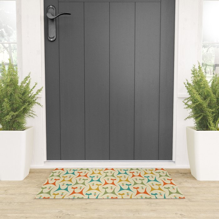Mid Mod Meow on Lt Tan ©studioxtine Welcome Mat Gallery Image 3