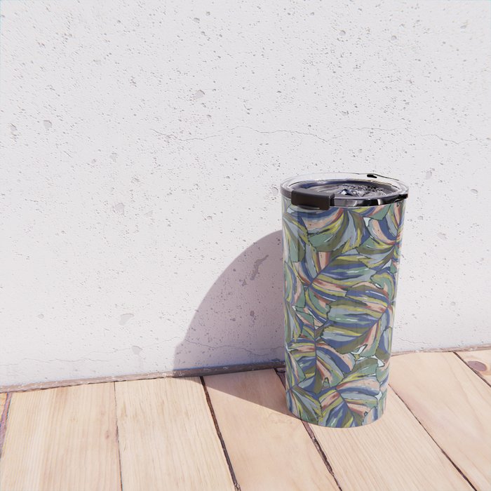 Layered Monstera - Blue Travel Mug Gallery Image 4