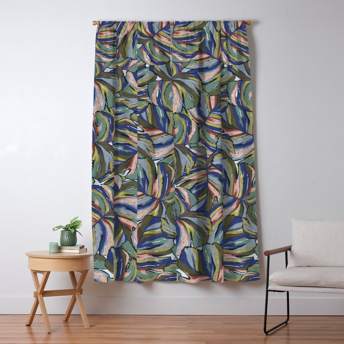 Layered Monstera - Blue Window Curtain Gallery Image 5